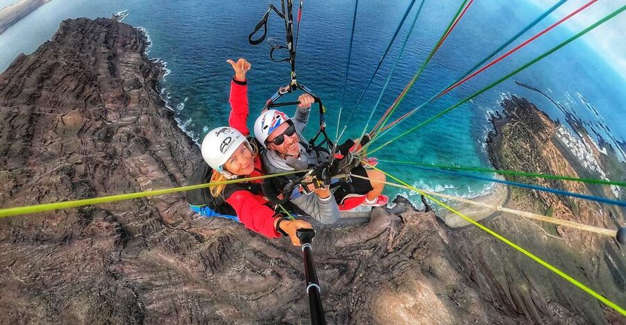 Lanzarote: Tandem Paragliding - The flight you came for: volcanic rocks, Atlantic air, and a nearly silent ride
